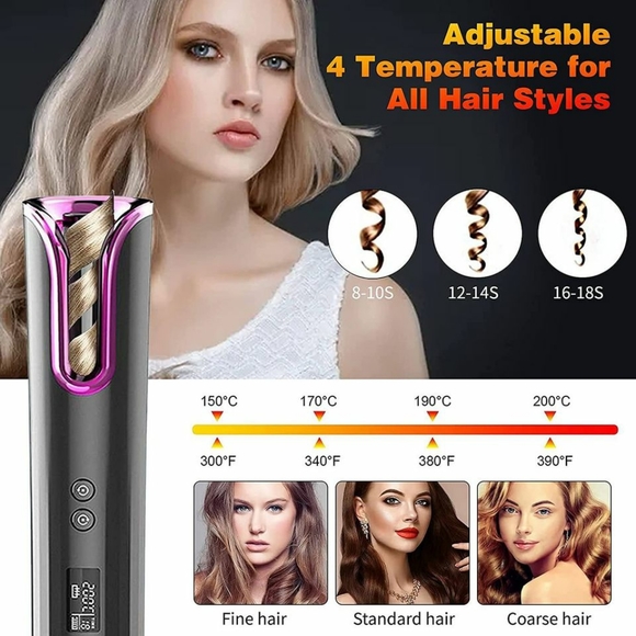 Automatic Hair Curler, Cordless Automatic Curling Iron Portable Ceramic Barrel - Picture 4 of 8